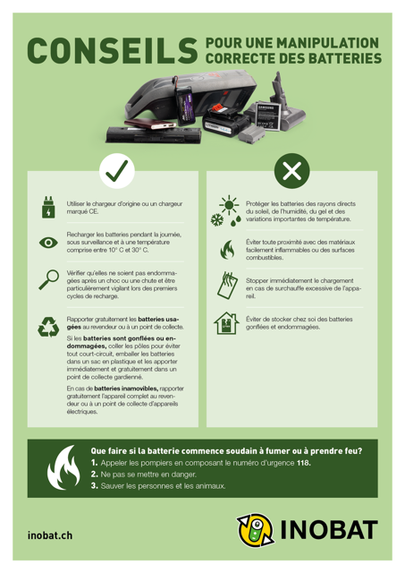 Plakat A3 «Conseils pour une manipulation correcte des batteries»