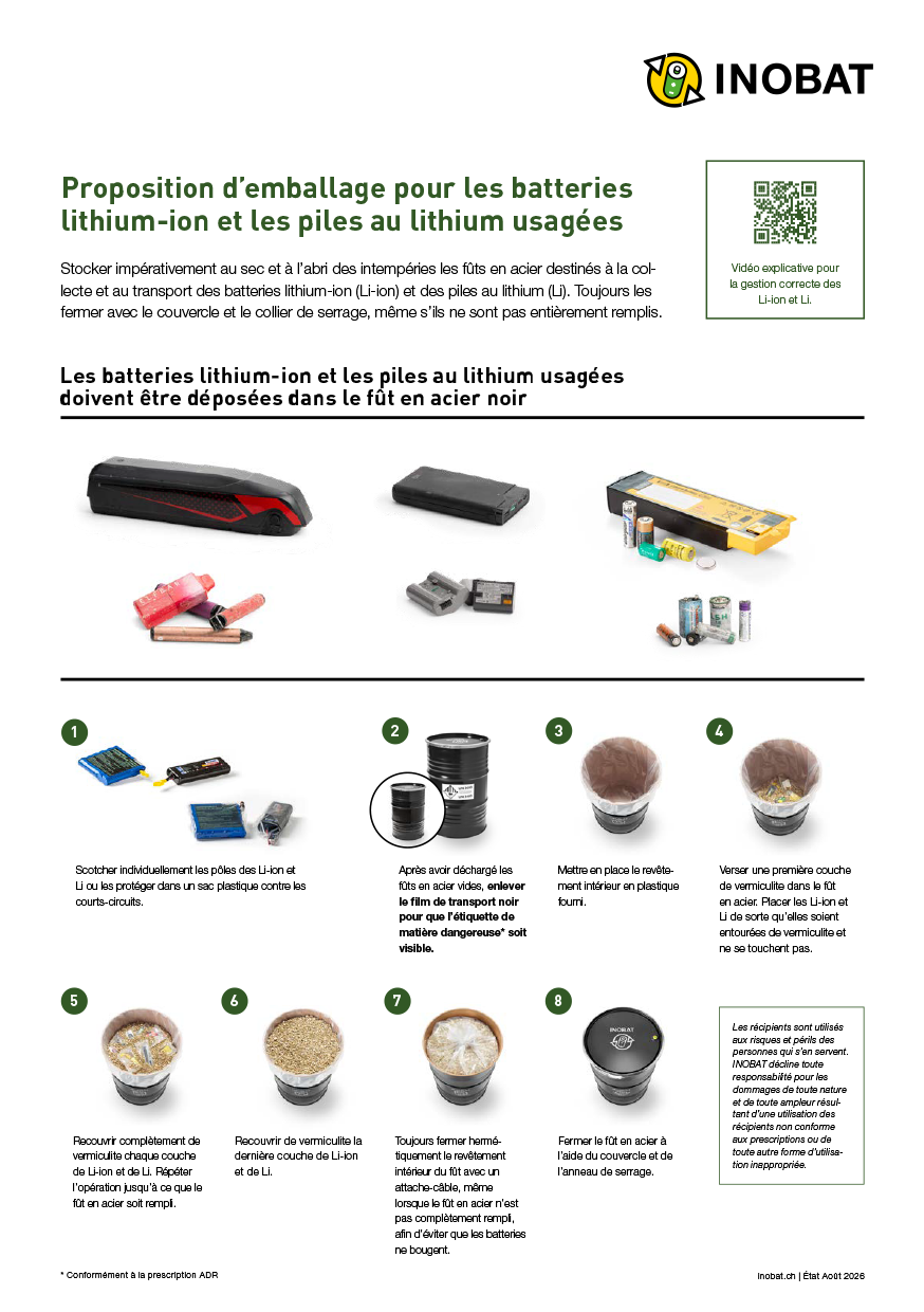 Information pour la collecte des piles aux points de vente